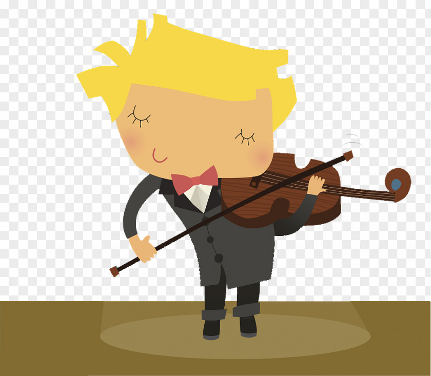 A Little Boy With Dresses And Violin Illustration PNG