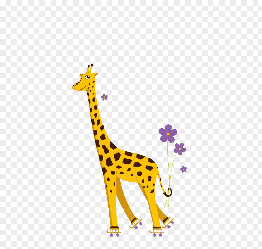 Giraffe T-shirt Roller Skating Humour Ice PNG