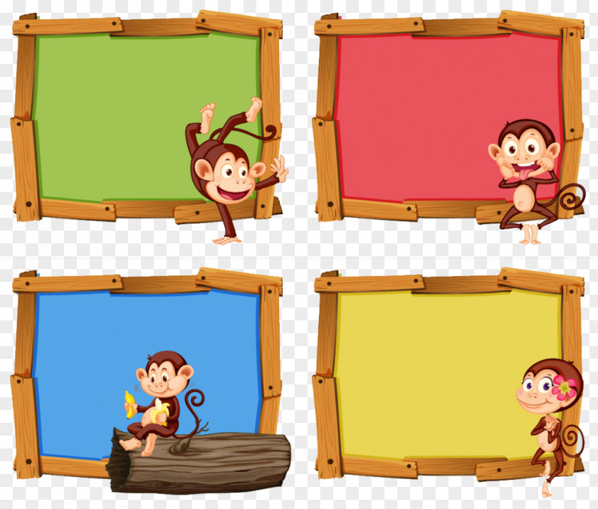 Cartoon Monkey Panels Picture Frame Royalty-free Drawing Illustration PNG