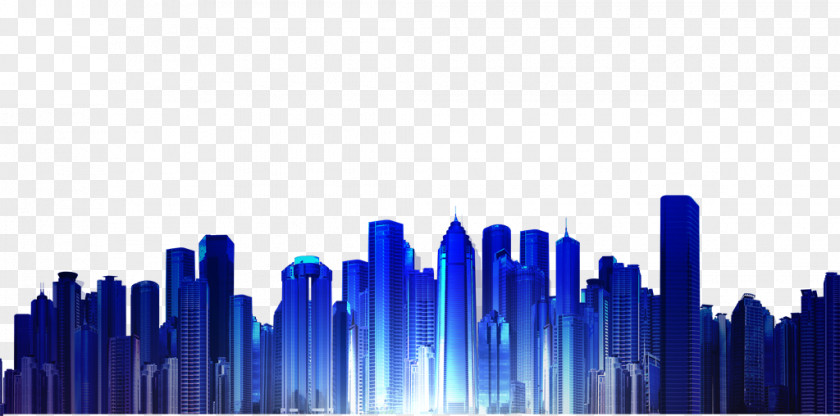 Blue City Silhouette PNG