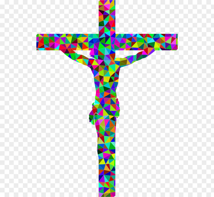 Low Poly Cross Crucifix Micromosaic Clip Art PNG