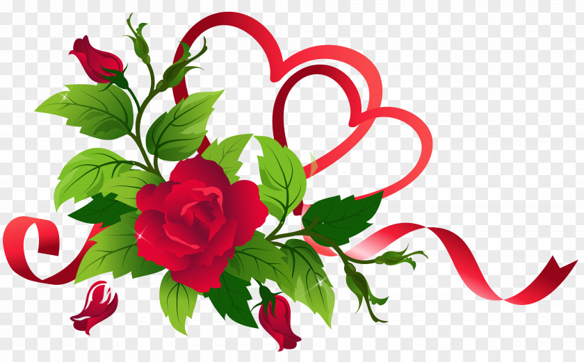 Transparent Hearts And Roses Decor Ribbon Rose Clip Art PNG