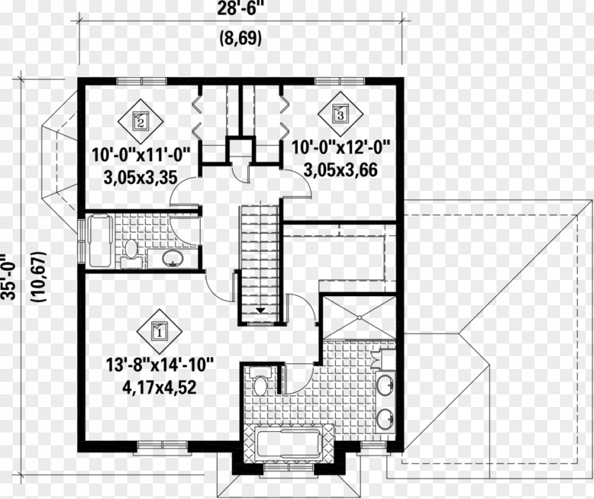 European Style Square Paper Floor Plan Technical Drawing House PNG