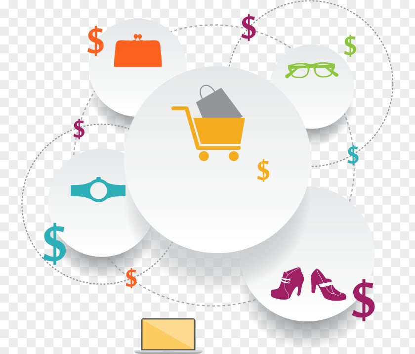 Online Marketing Model Diagram Digital Infographic Shopping E-commerce PNG