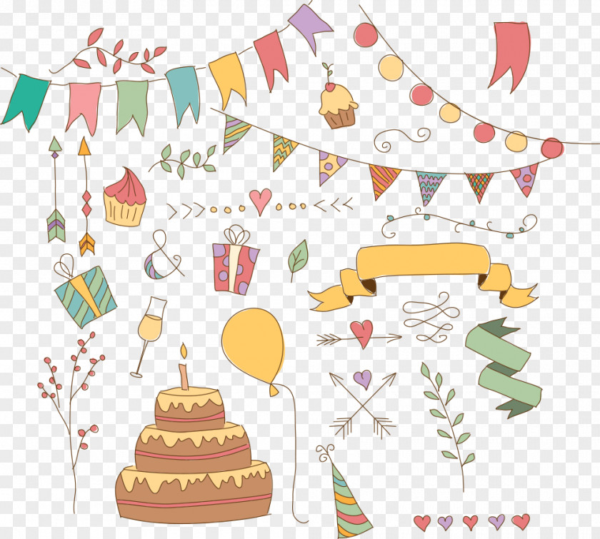 Vector Cartoon Pull The Flag With Cake Birthday Drawing Clip Art PNG