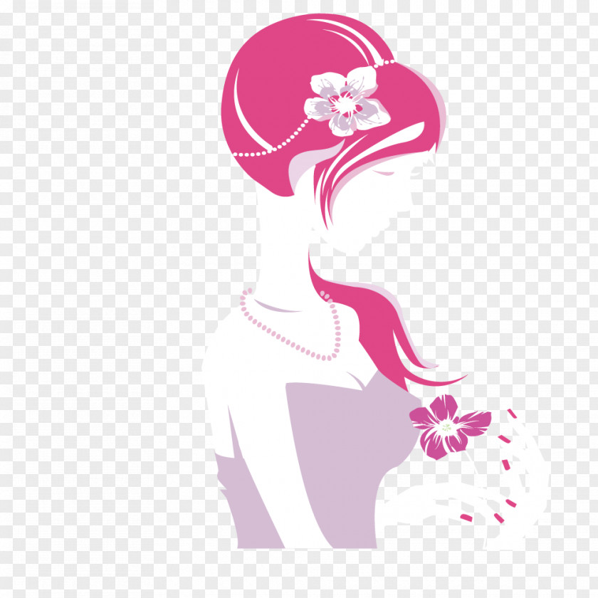 Butterfly Pink Hair Beauty Euclidean Vector Female PNG