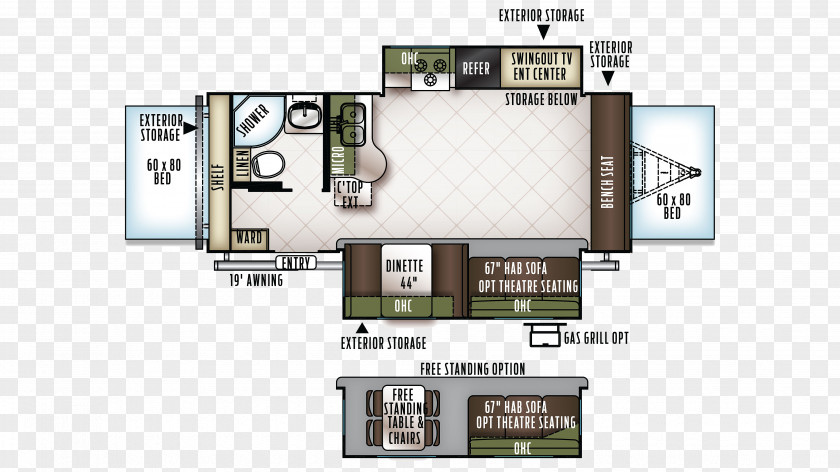 Campervans Forest River Caravan RVT.com Floor Plan PNG