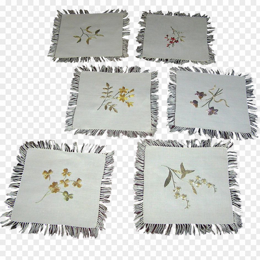 Embroidered Off White Roses Place Mats Product Text Messaging PNG