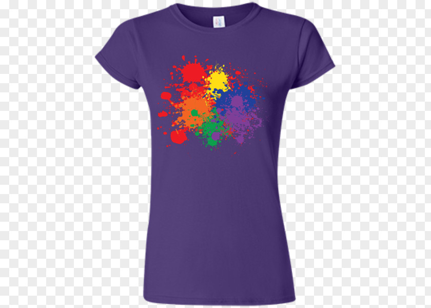 Rainbow Splash T-shirt Clothing Sizes Gildan Activewear Neckline PNG