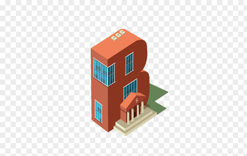 Cartoon Bank Building Alphabet City Letter Art Illustration PNG