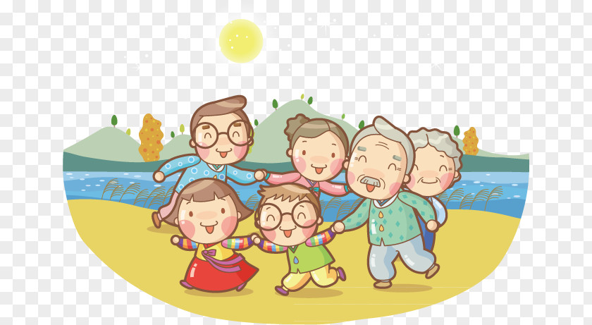 Illustration Of A Family Beach To Play South Korea Cartoon Drawing PNG