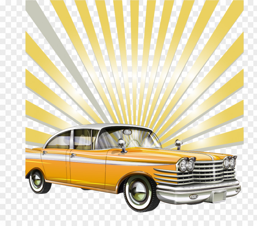 Car Poster Old Vector Material Vintage Classic PNG