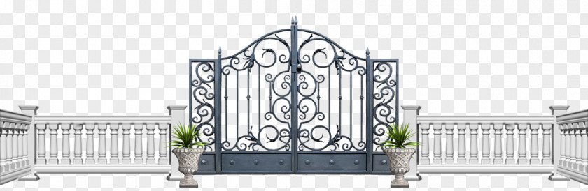 District Iron Door Fortified Gateway Fence Garden PNG