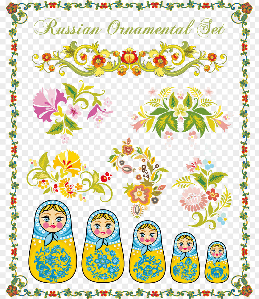 Cute Russian Doll Pattern Matryoshka Stock Photography Ornament Floral Design PNG