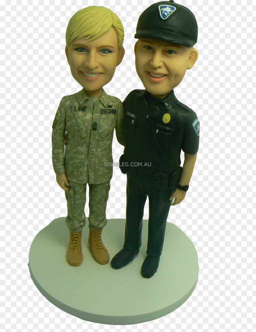 Wedding Cake Topper Military Soldier Bobblehead PNG