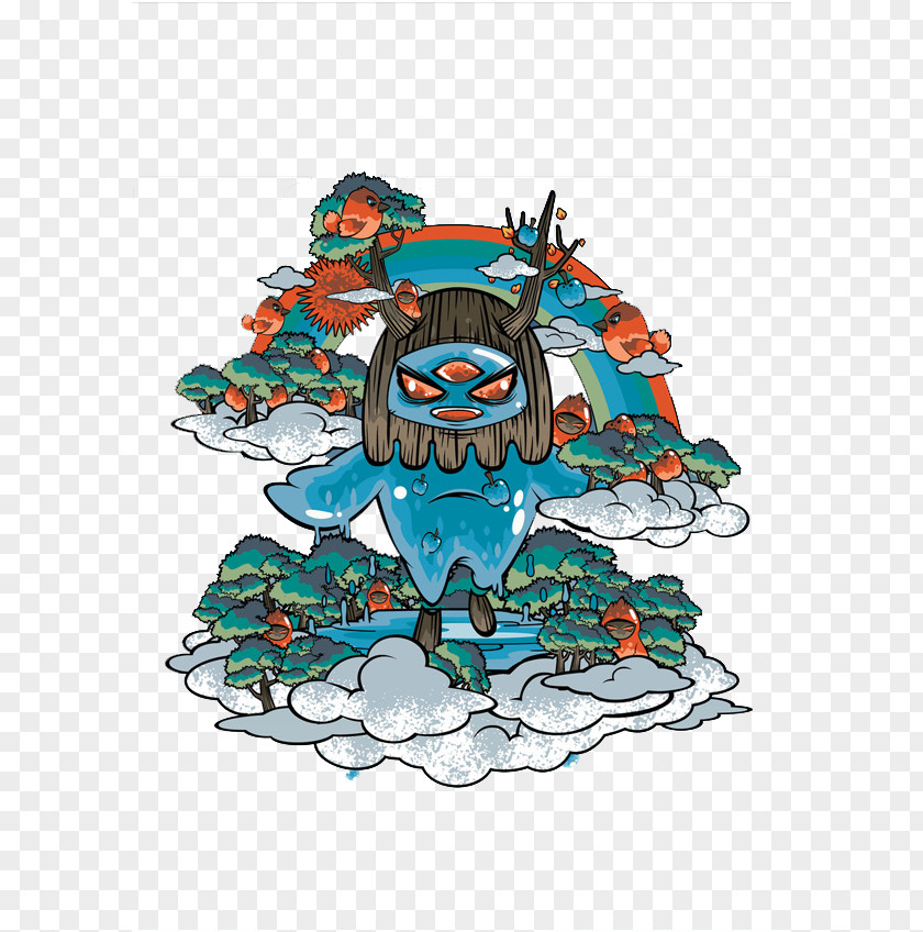 Blue Monster Scenery Illustrator Landscape Theatrical Illustration PNG