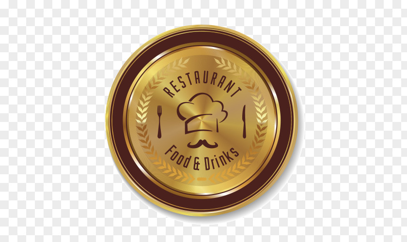 Gold Logo Restaurant Vector Coin Brand PNG