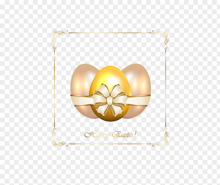 Easter Egg Gold Bow Vector Material Yellow Font PNG
