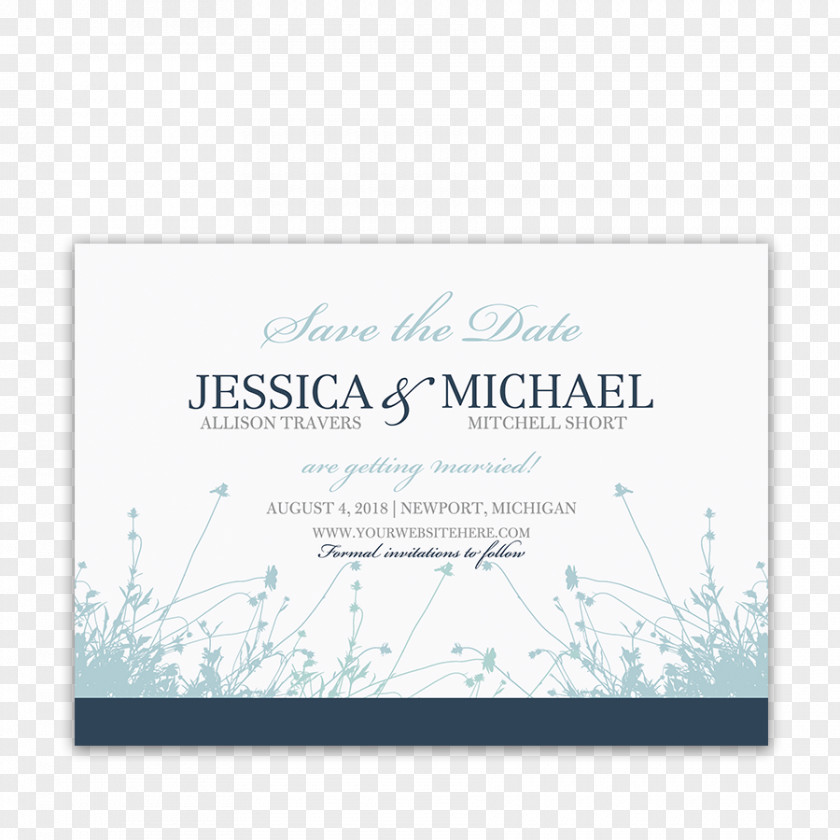 Save The Date Wedding Invitation RSVP Navy Blue PNG