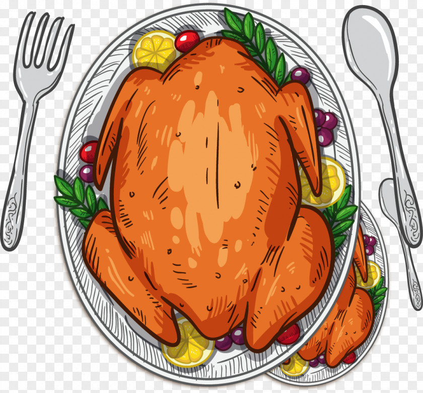 Vector Painted Chicken Thanksgiving Download PNG