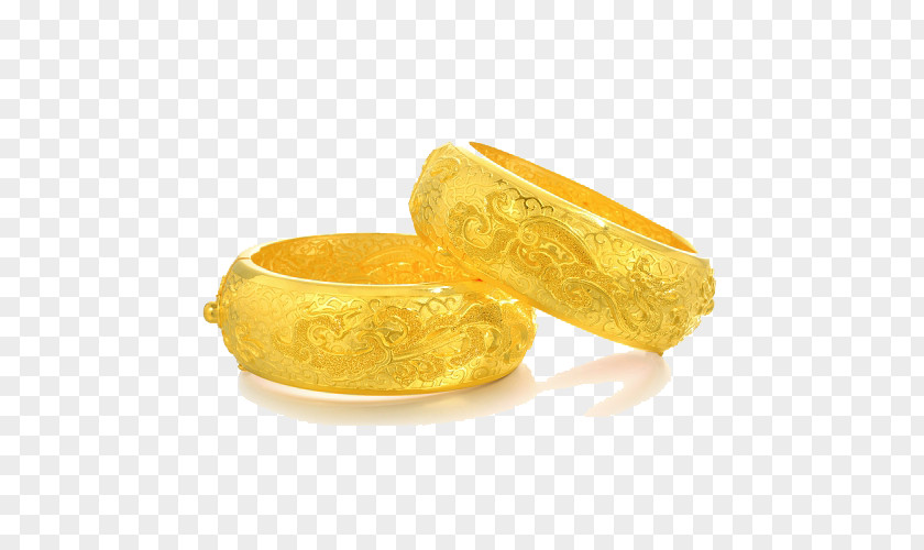 Chow Sang Gold Jewelry Dragon Bracelet Marriage Dowry Essential 49361K Three PNG