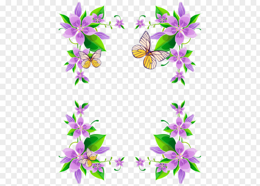 Flower Borders And Frames Floral Design Purple Clip Art PNG