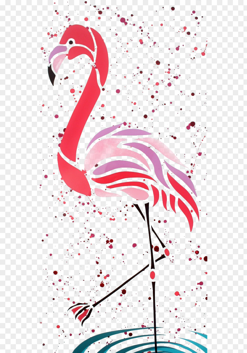 Watercolor Swan Flamingo Douchegordijn Painting Drawing Curtain PNG