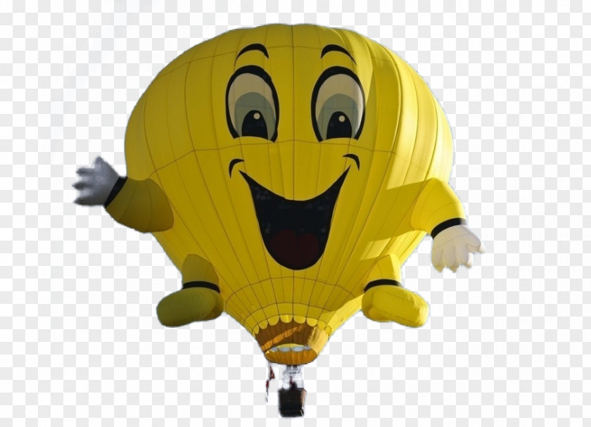 Yellow Smiley Face Hot Air Balloon Flight PNG