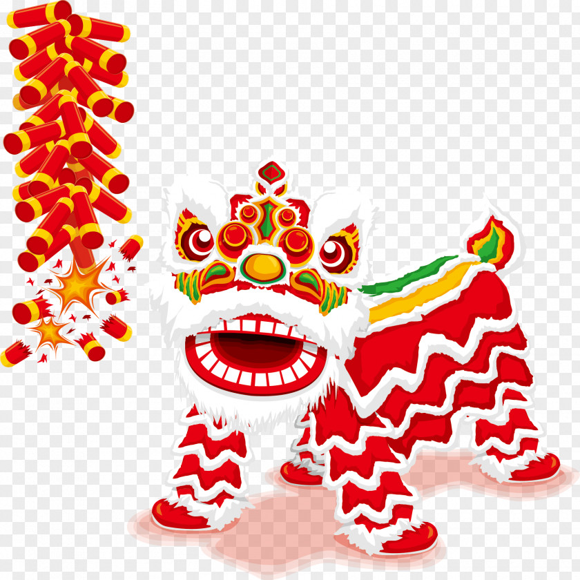Chinese Lion Dance Elements New Year Poster PNG