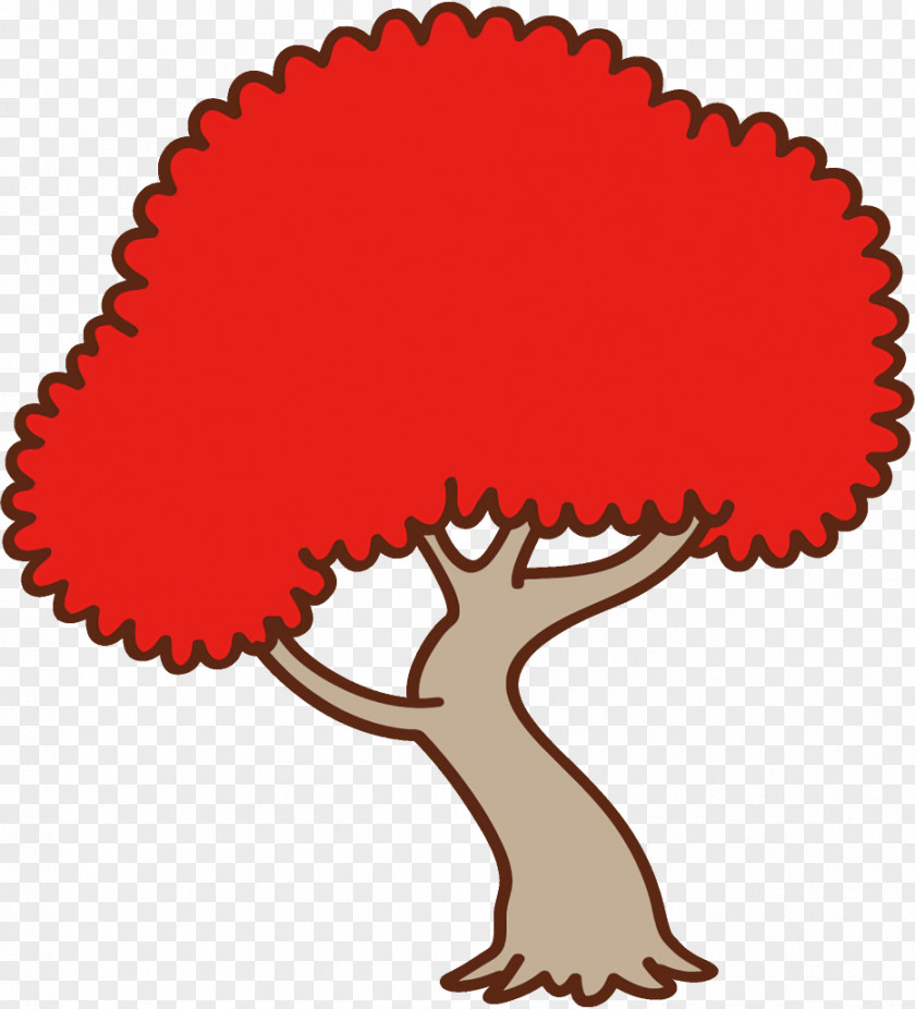 Red Abstract Cartoon Tree PNG
