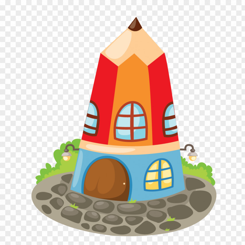 Sugar House Colored Pencil Drawing Vector Graphics Illustration PNG