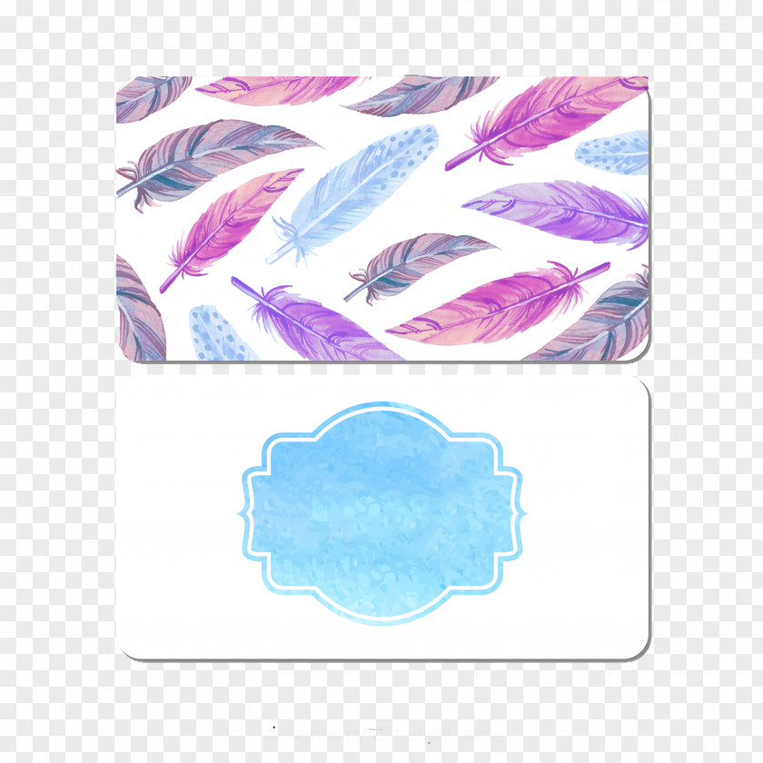 Feather Vector Watercolor Card Visiting Template Business Logo PNG
