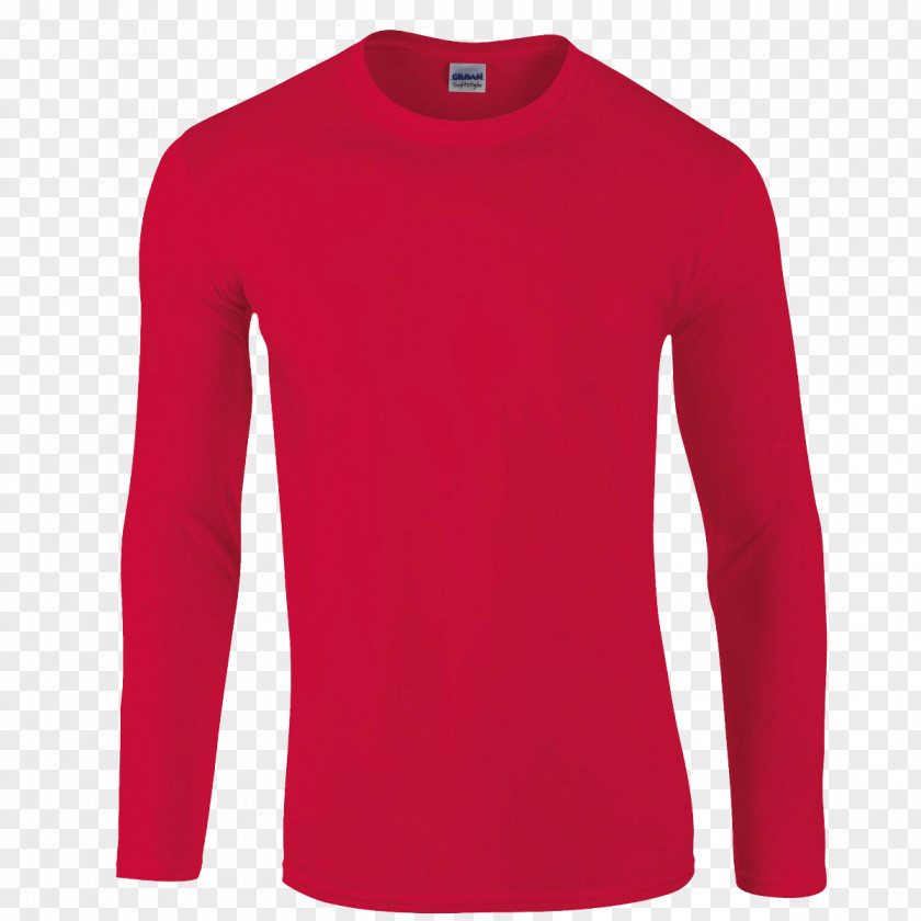 Red T-shirt Design Long-sleeved Clothing Gildan Activewear PNG