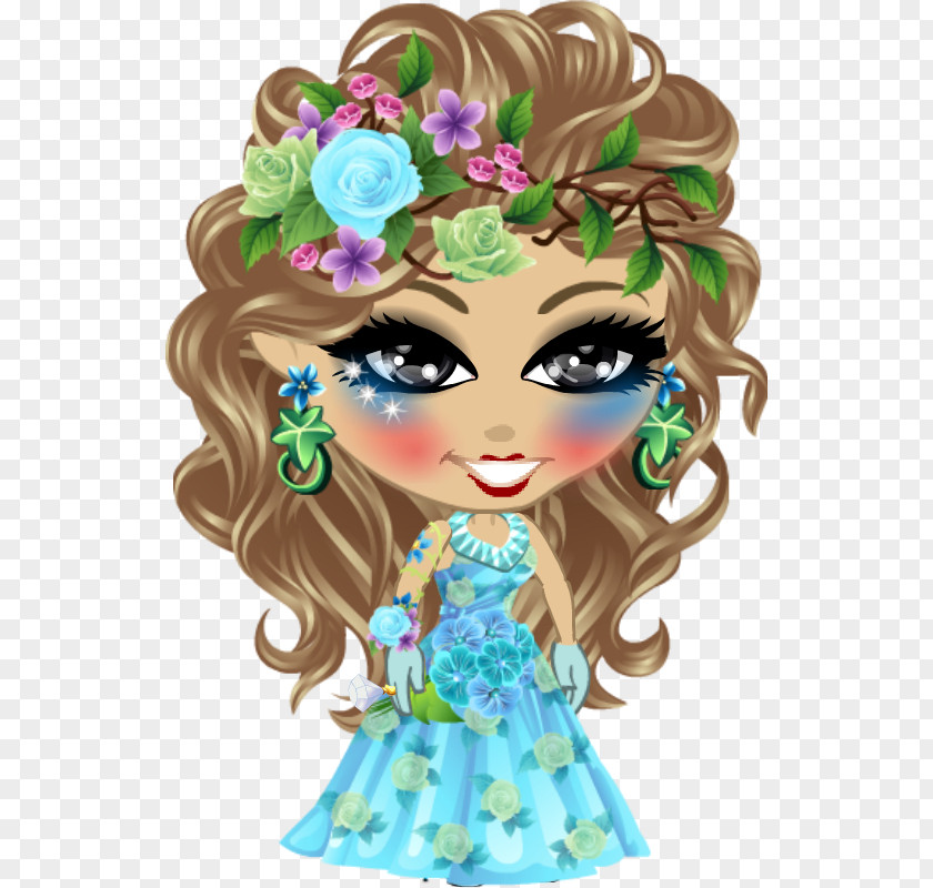 Floral Creeper Teal Turquoise Doll Figurine PNG