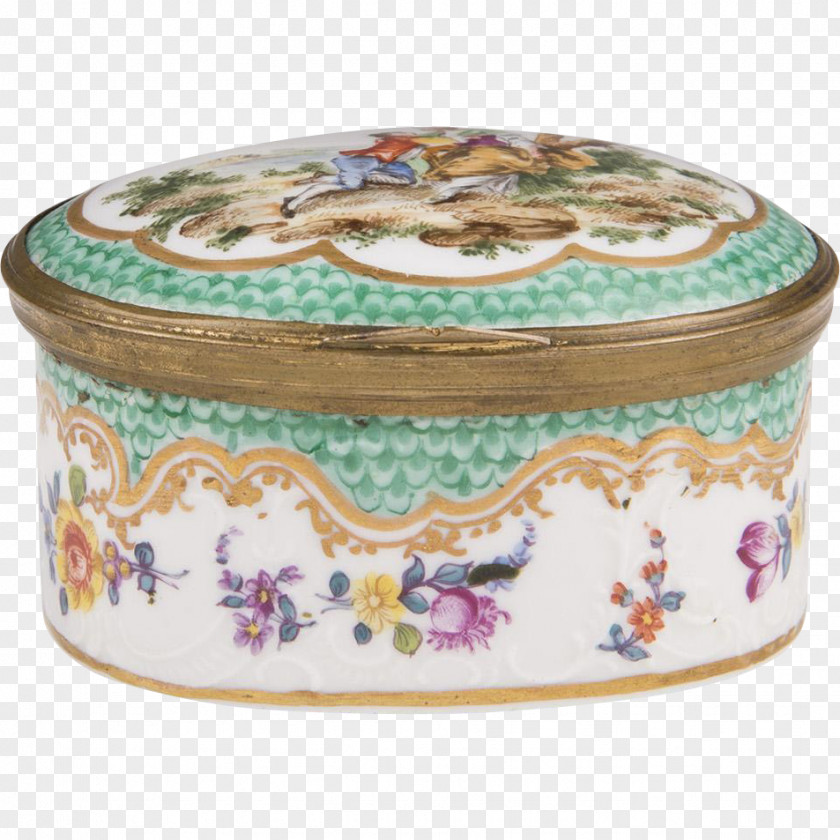 Hand Painted Boxes Porcelain Turquoise PNG