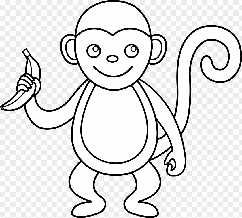 Outline Of A Monkey Spider Black And White Clip Art PNG