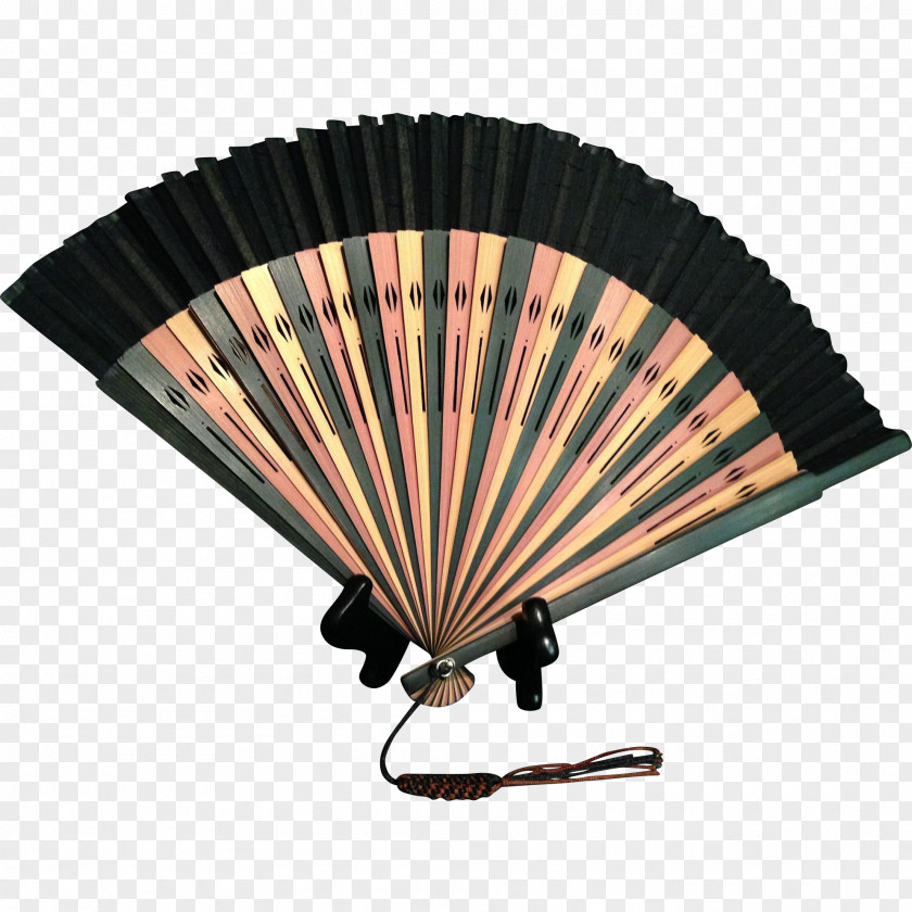 Bamboo Hand Fan Japanese Lacquerware Paper PNG