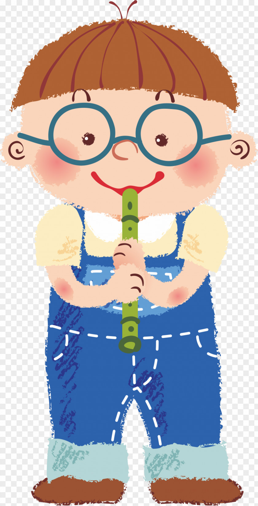 Flute Boy Illustration PNG