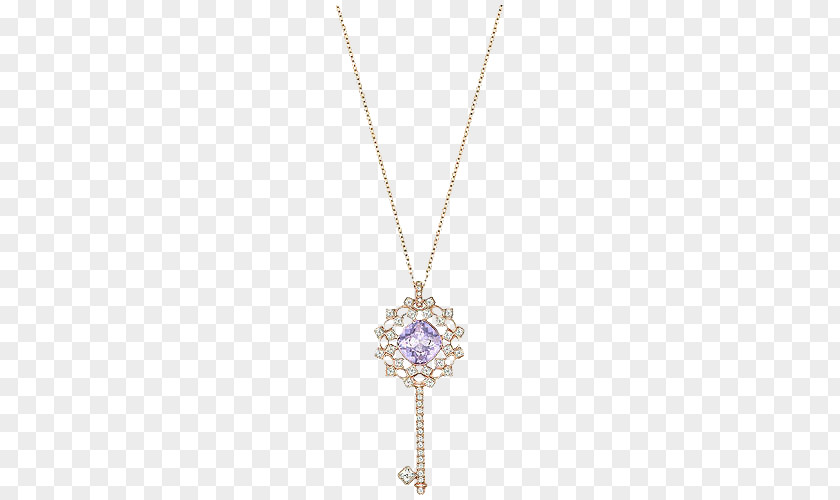 Swarovski Jewelry Key Necklace Women Pendant Purple Amethyst Chain PNG