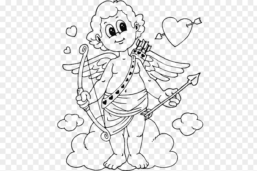 Cupid Coloring Pages Book Flying Valentine's Day Child PNG