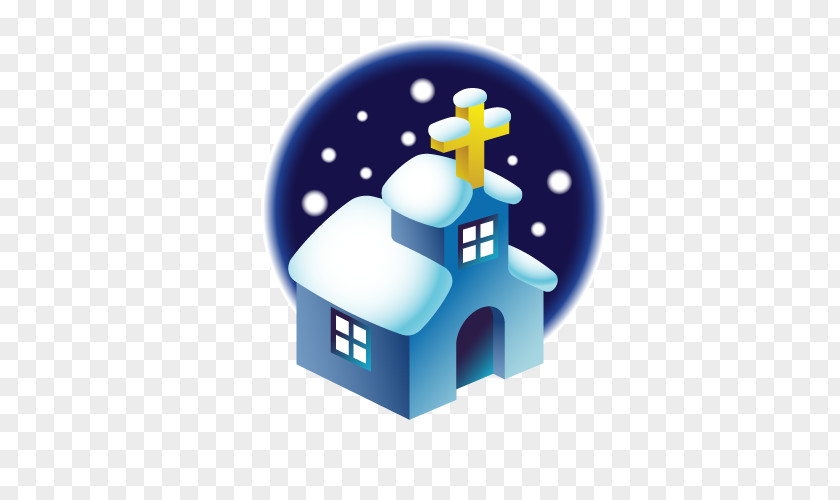 Vector Winter Night House Christmas PNG