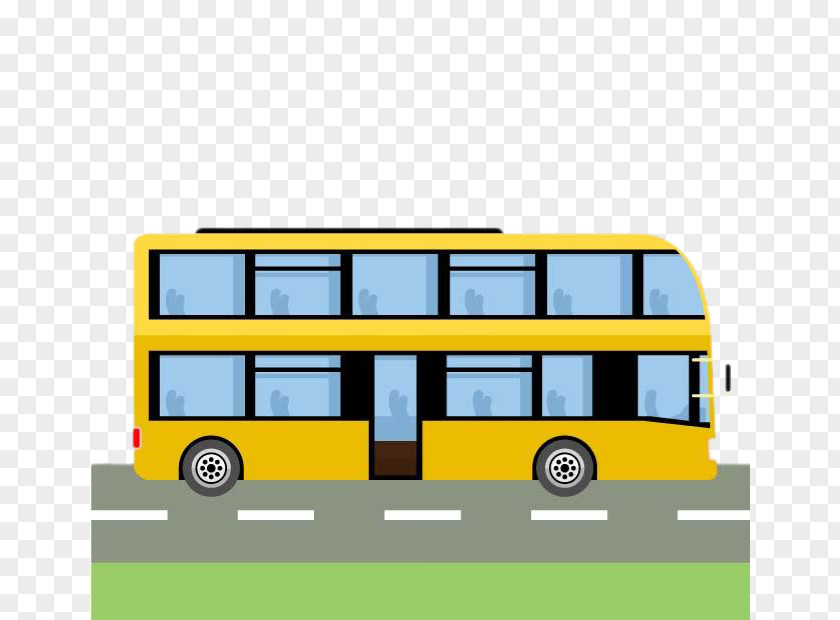 Yellow Bus Double-decker Car School PNG