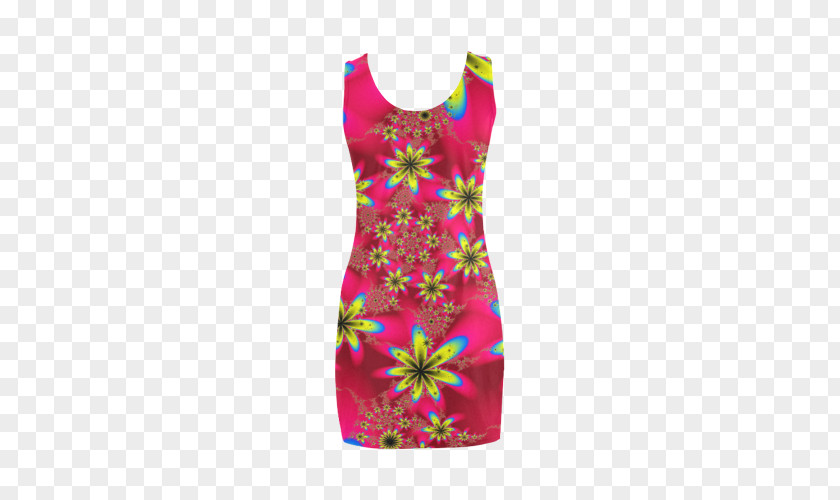 Yellow Flower Pattern Pink M Dress PNG