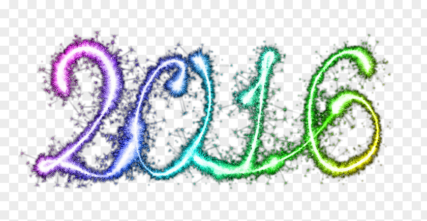 2016 WordArt Fireworks Art Gratis PNG