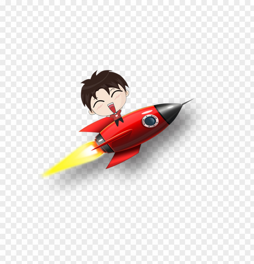 The Little Boy With Rocket Cartoon Drawing PNG