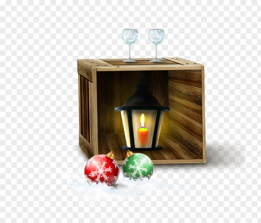 Wooden Box Red Candles Lighting Candle Lantern PNG