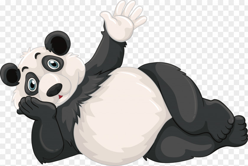 A Lying Giant Panda Red Cartoon Illustration PNG