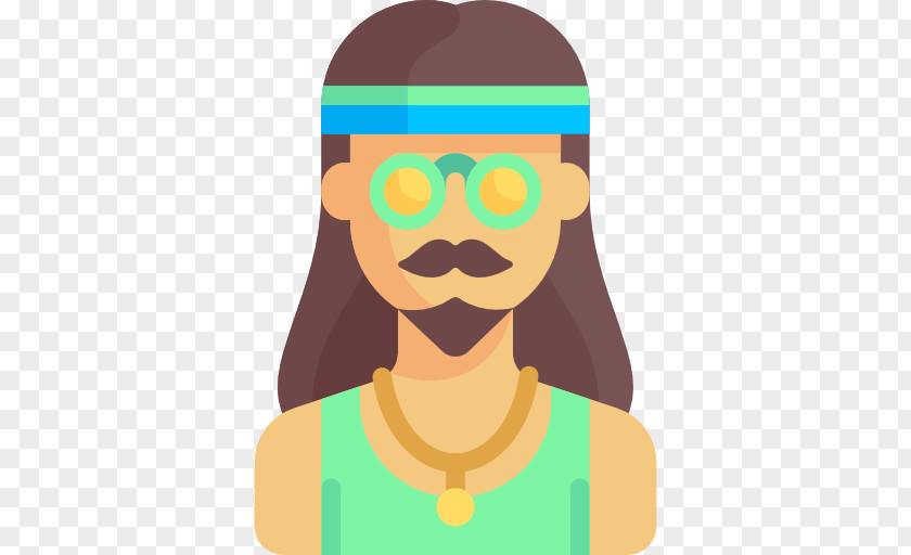 Hippie Glasses Facial Hair Moustache Hairstyle PNG