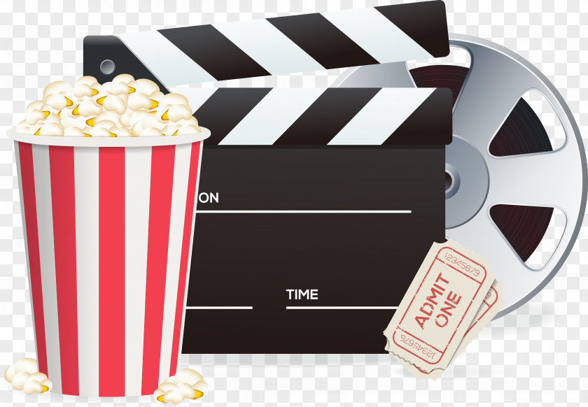 Decorative Elements Of Theater Popcorn Cinema Poster Clapperboard PNG