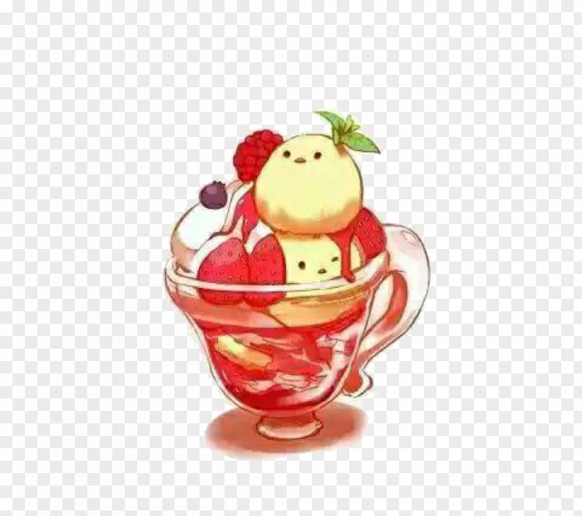 Strawberry Sundae Picture Material Ice Cream Dango Wagashi Sakuramochi Petit Four PNG